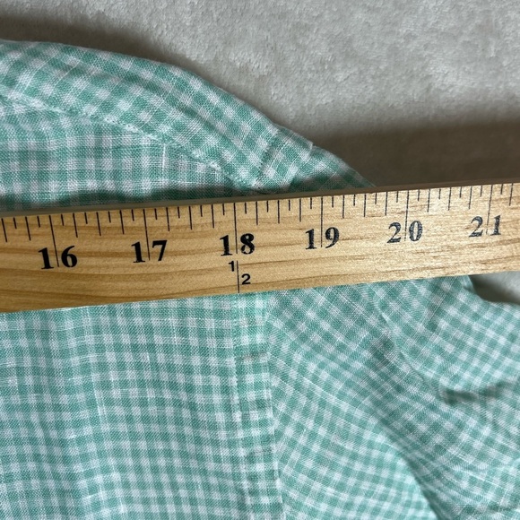 Brooks Brothers Size Medium Regent 100% Irish Linen Mint Checkered Casual Shirt - Picture 8 of 9